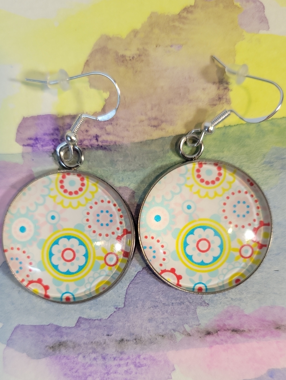 Dangle Earrings~Summer Whimsy~Sterling Silver Ear Wires~Original Watercolor ACEO